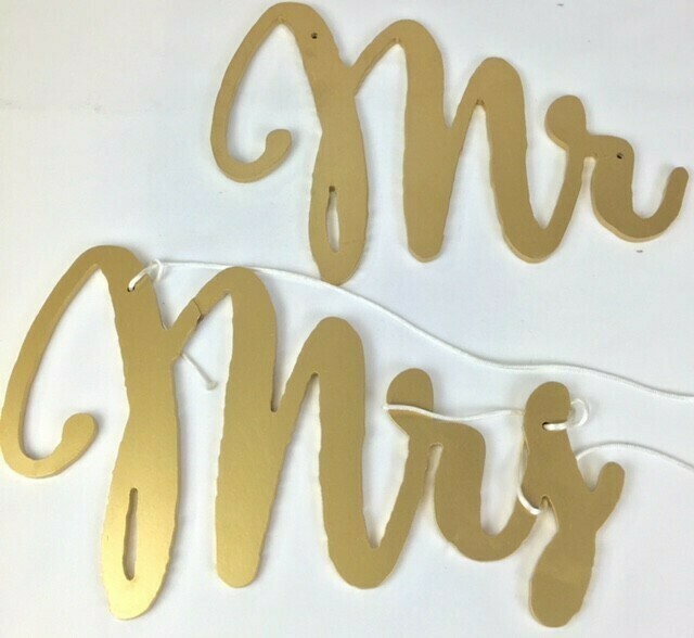 Script Chair Mr &amp; Mrs Sign - 13 1/2&quot; W x 8&quot; H