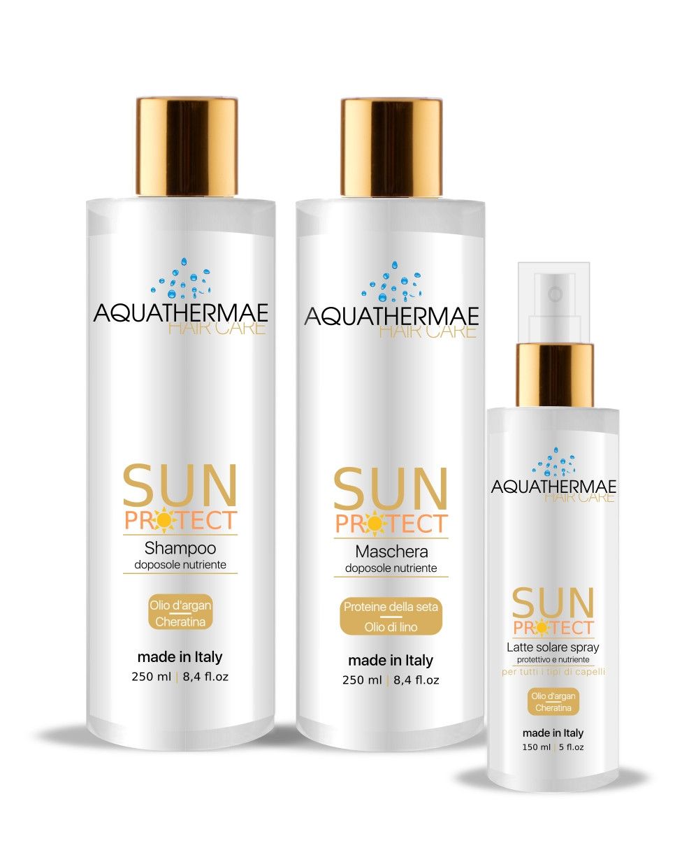 Kit solare protettivo e nutriente, capelli sani e protetti,  argan e cheratina