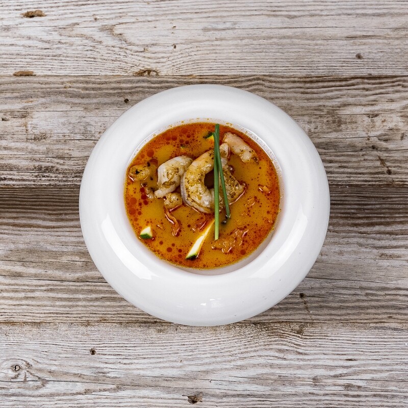 Tom yum with tiger shrimp