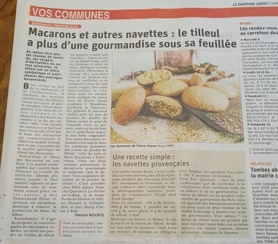 2020 : les biscuits à la poudre de tilleul dans le Dauphiné Libéré