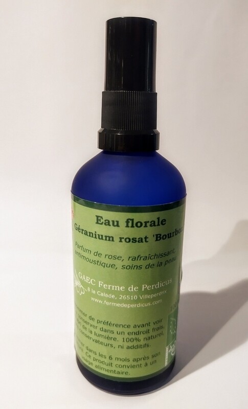 Eau florale de Géranium rosat &#39;Bourbon&#39; BIO (spray - 100 mL)