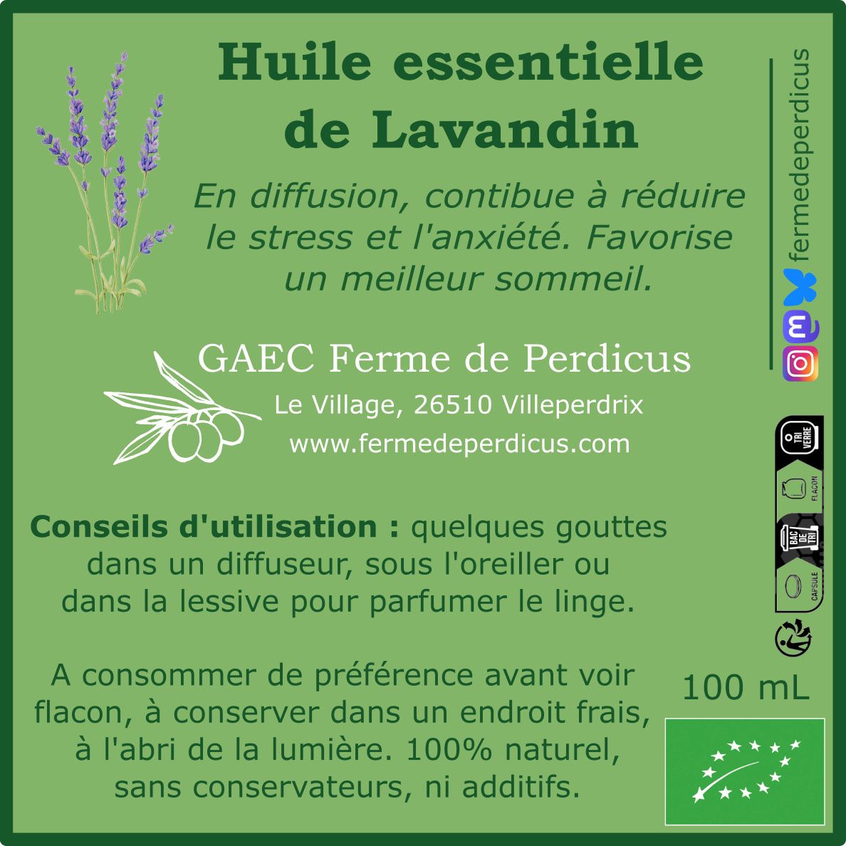 Huile essentielle de Lavandin BIO 100 mL