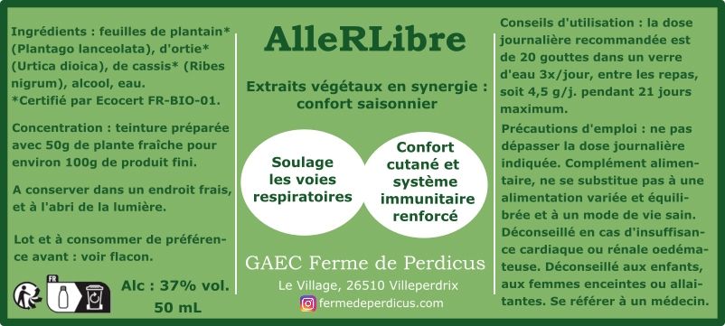 Teinture Synergie Allergies Cassis Plantain Orte50mL