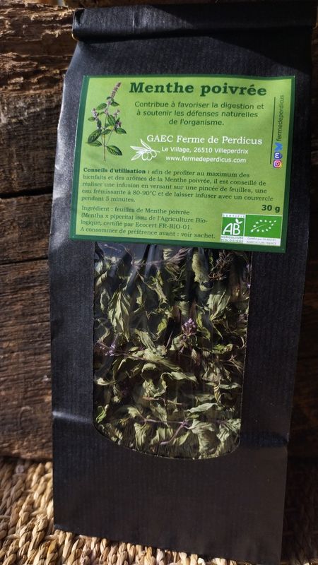 Menthe poivrée BIO 30g ou 100g Menthe poivrée BIO 30g ou 100g