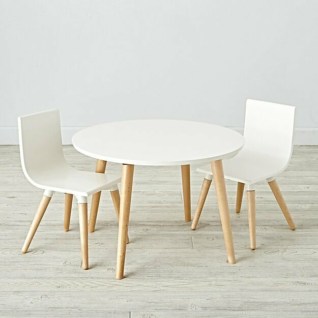 Pint-Sized White Table and Chair, Set of 2
