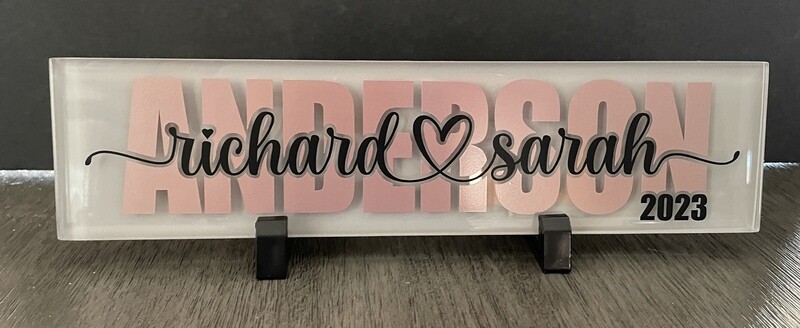 Wedding or Anniversary Personalized Glass Tile