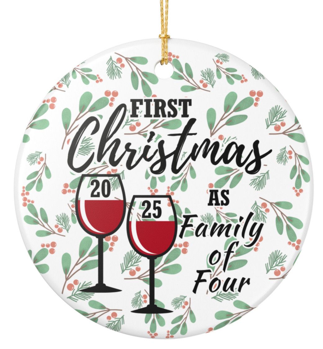 Our First Christmas As Family of Four Ceramic Ornament 2025