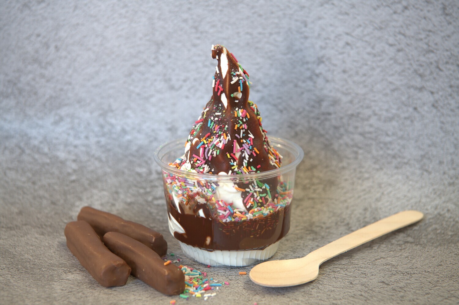 Double Cone Vanilla Soft Serve Choc Dip &amp; Sprinkles 