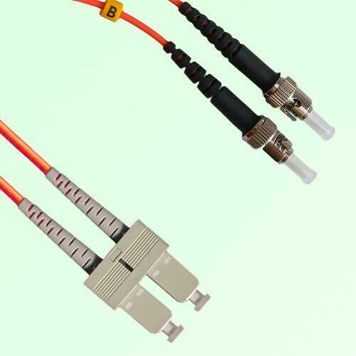SC/PC to ST/PC Duplex OM1 Multimode Fiber Optic Patch Cable