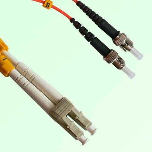 LC/PC to ST/PC Duplex OM1 Multimode Fiber Optic Patch Cable