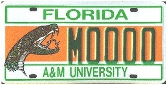 Florida A&M University Florida Specialty License Plate