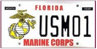 US Marine Corps Florida Specialty License Plate