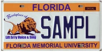 Florida Memorial University Specialty License Plate Florida Memorial University Specialty License Plate