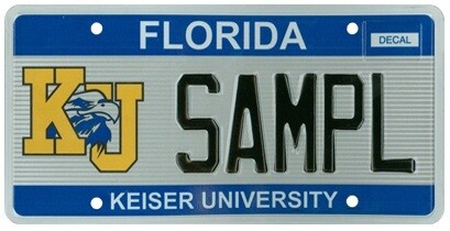 Keiser University Florida Specialty License Plate Keiser University Florida Specialty License Plate