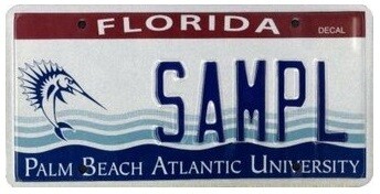 Palm Beach Atlantic University Florida Specialty License Plate Palm Beach Atlantic University Florida Specialty License Plate