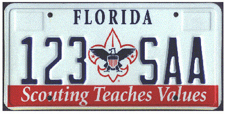 Scouting Teaches Values Florida Specialty License Plate