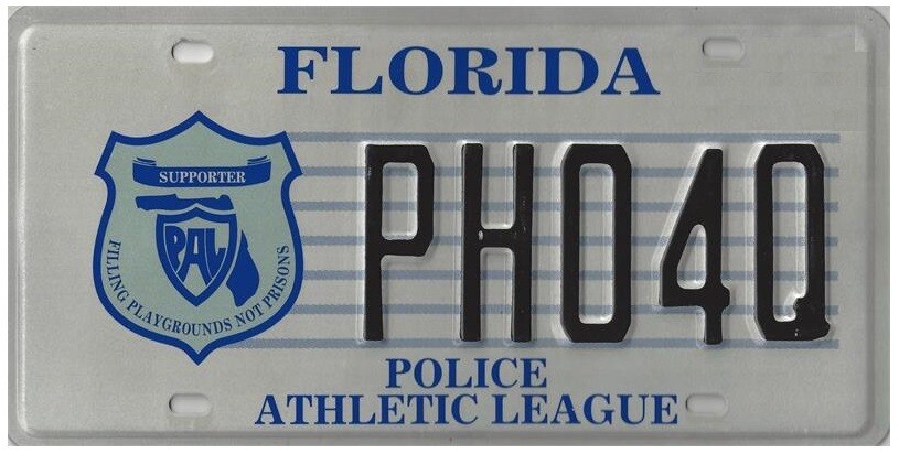 Police Athletic League Florida Specialty License Plate