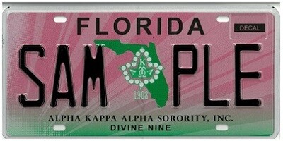 Alpha Kappa Alpha Sorority Divine Nine Florida Specialty License Plate