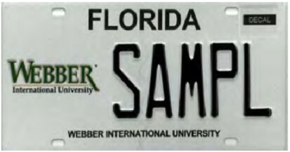 Webber International University Florida Specialty License Plate