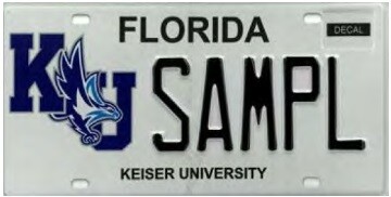 Keiser University Florida Specialty License Plate