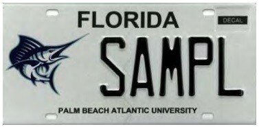 Palm Beach Atlantic University Florida Specialty License Plate