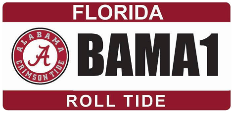 University of Alabama Florida Specialty License Plate