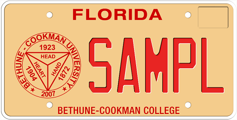 Bethune Cookman University Florida Specialty License Plate