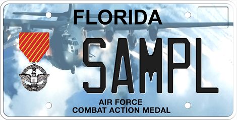 Air Force Combat Action Medal Florida Specialty License Plate