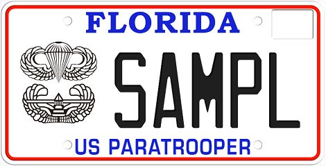 US Paratrooper Florida Specialty License Plate