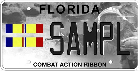 Combat Action Ribbon Florida Specialty License Plate