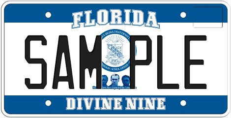 Phi Beta Sigma Fraternity Divine Nine Florida Specialty License Plate