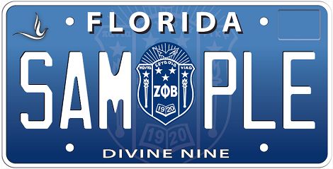 Zeta Phi Beta Sorority Divine Nine Florida Specialty License Plate