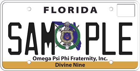 Omega Psi Phi Fraternity Divine Nine Florida Specialty License Plate
