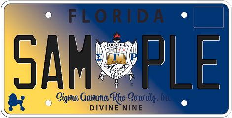 Sigma Gamma Rho Sorority Divine Nine Florida Specialty License Plate