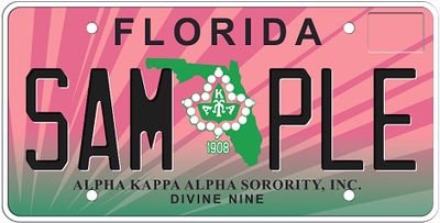 Alpha Kappa Alpha Sorority Divine Nine Florida Specialty License Plate