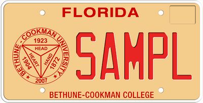 Bethune Cookman University Florida Specialty License Plate