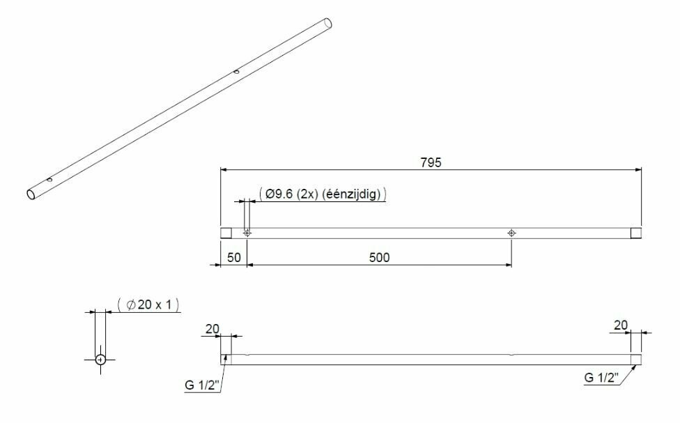 50 Cm 2 holes back frame