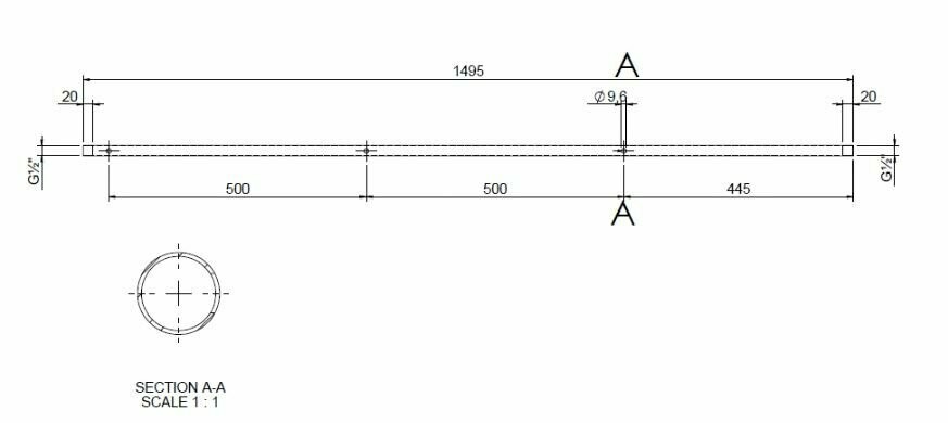 50 Cm 3 holes for extension