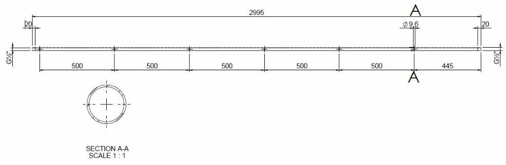 50 Cm 6 holes for extension
