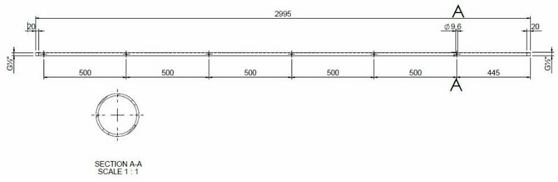 50 Cm 6 holes for extension