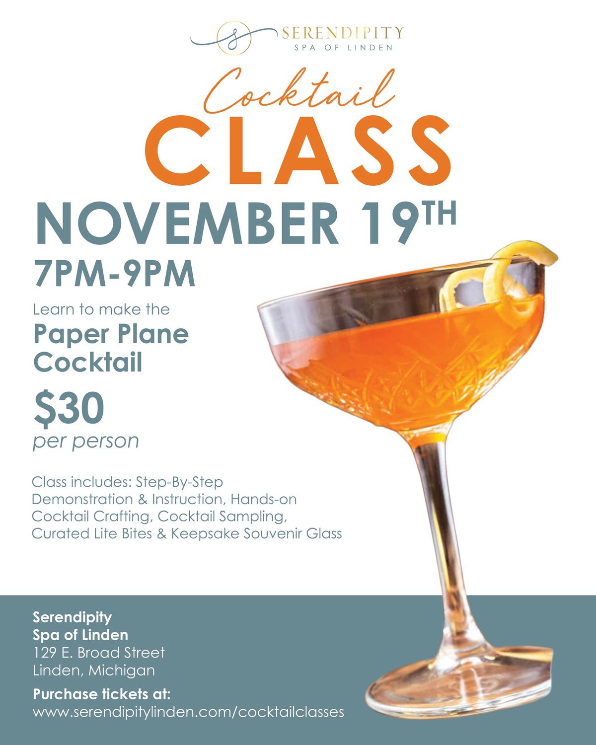 Paper Plane Cocktail Cocktail Class