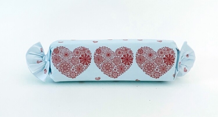 Assorted Flavour Caramel Toffee  in a romantic hearts wrapper.