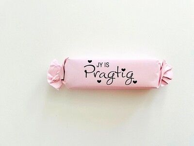 Vanilla Flavoured Caramel Toffee with a Customised "Jy is Pragtig" Wrapper