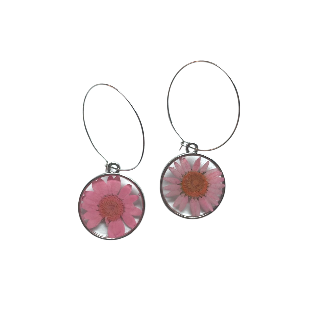 Pink/Silver Hoop Earrings