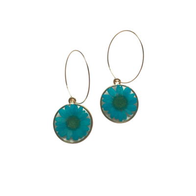 Blue/Gold Hoop Earrings
