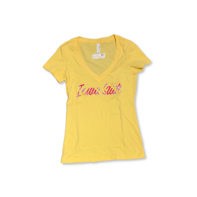 Yellow Iowa State Tartan V-Neck, Large Yellow Iowa State Tartan V-Neck, Large