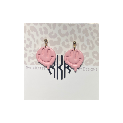 Rylie Kate Pink Smiley Earrings