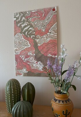 Mapmaking Art Print, Pink/Green