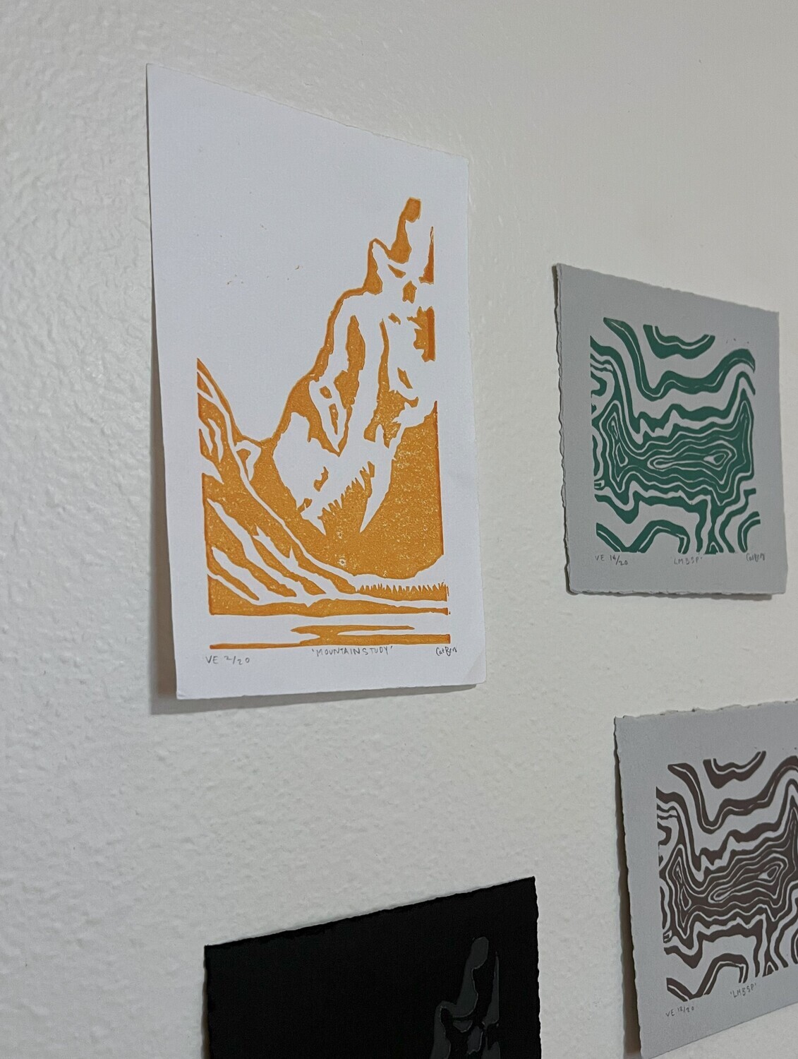 White/Orange Mountain Study Print