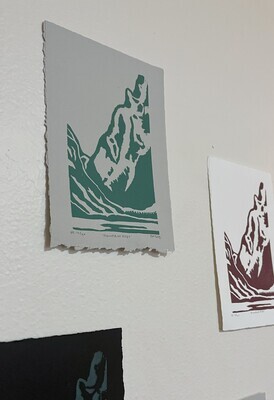 Gray/Sea Green Mountain Study Art Print